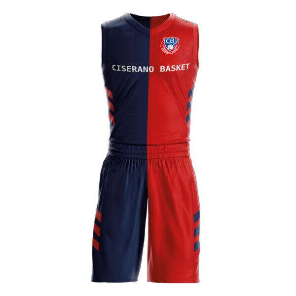 Divisa Allenamento Double Ciserano Basket, rappresentazione dei lati blu navy e rosso